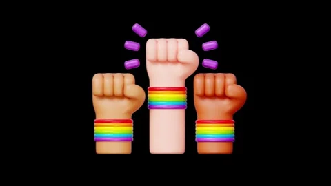 Three Multi Ethnic Fists Upheld Representing Collective Equality. Stock Footage 340283512