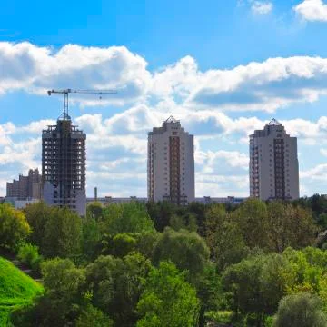 Three multi-storey buildings Stock Photos