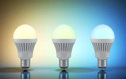 Three multicolor LED bulbs with wireless remote Иллюстрация