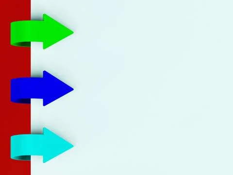 Three Multicolored Arrow Tabs Over Paper For Menu List 3d Render Ilustración de archivo
