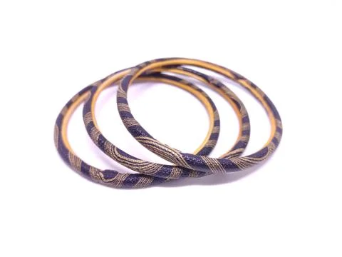 Three multicolored Bangles isolated on white background. Bangles are traditio Foto stock