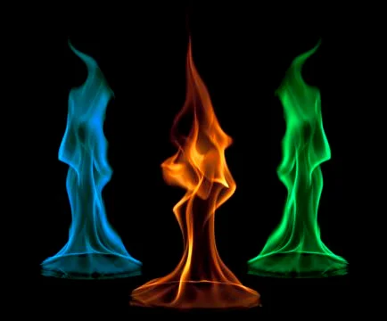 Three multicolored flames Stock Photos