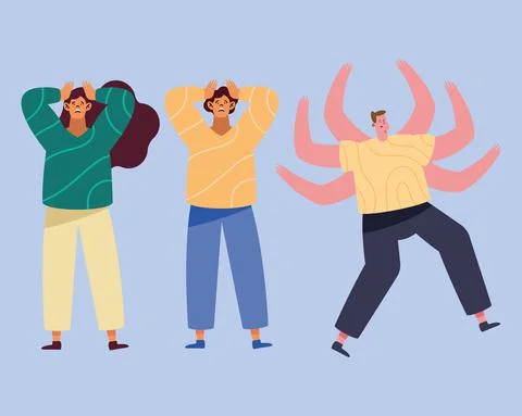 Three multitask persons Stock Illustration