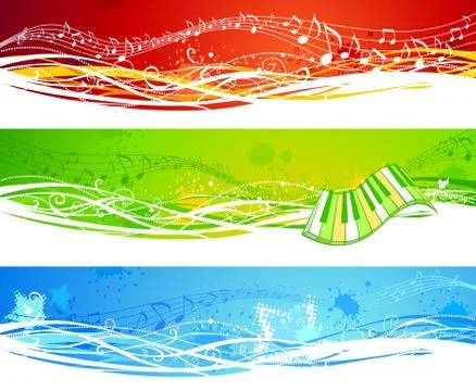 Three music banners. Stock Illustration