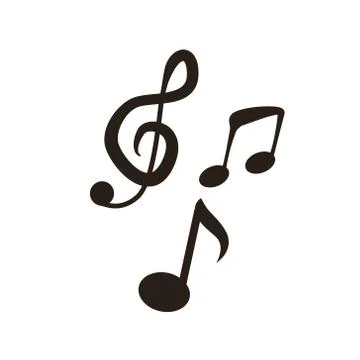 Three music notes black marks Stock Illustration