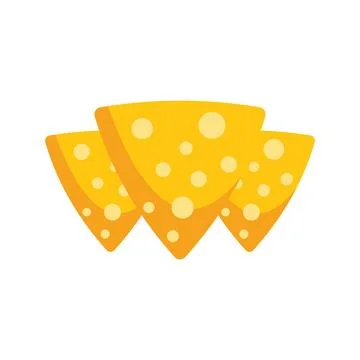 Three nachos chips forming a triangle with melted cheese Illustrazione stock
