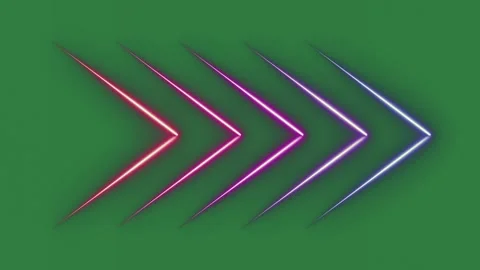 Three neon arrows on a green background and Stock Footage 337030223