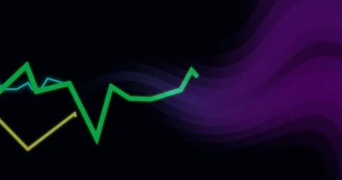 Three neon zigzag strokes entering after left-edge pulse, oscillating to center Stock Footage 328657129