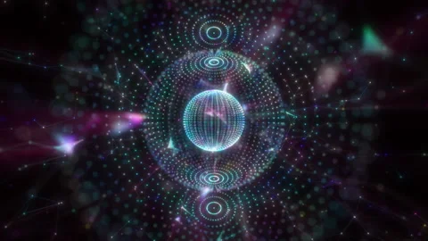 Three networked spheres. Futorological background. Stock Footage 121691460