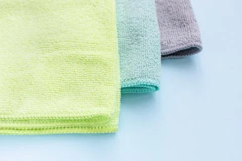 Three new microfiber cloth for cleaning and dusting Stock Photos