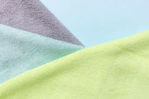 Three new microfiber cloth for cleaning and dusting Stock Photos