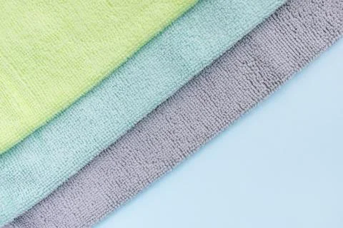 Three new microfiber cloth for cleaning and dusting Stock-Fotos