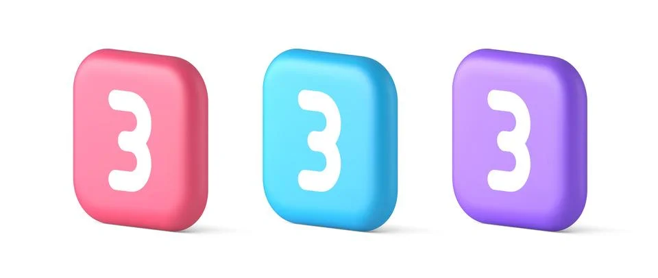 Three number button internet communication texting message character 3d rea.. Stock Illustration