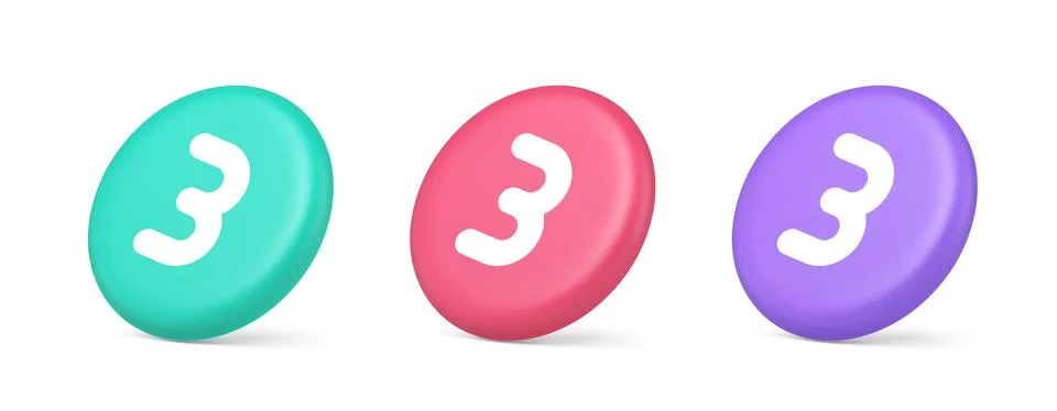 Three number button internet communication texting message character 3d reali Illustrazione stock