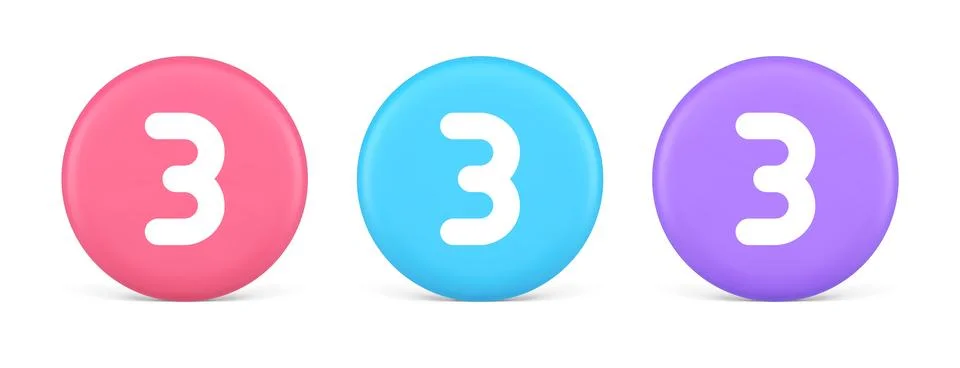 Three number button internet communication texting message character 3d reali Illustrazione stock