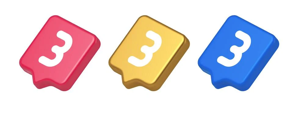 Three number button internet communication texting message character 3d reali Stock Illustration