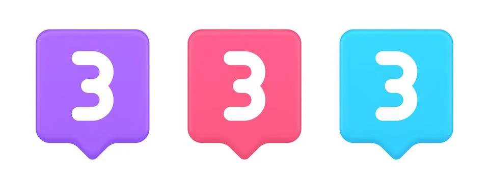 Three number button internet communication texting message character 3d reali Stock Illustration