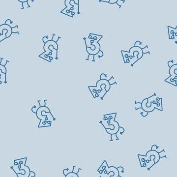 Three number character line seamless pattern Stockillustratie