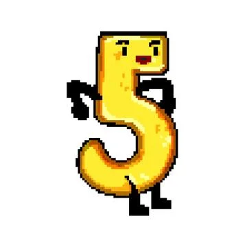 Three number character pixel art vector illustration Stock Illustration