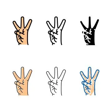 Three number hand concepts gesture color icon vector Illustration