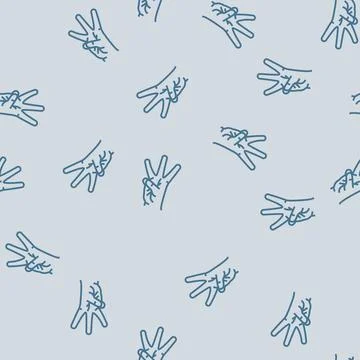 Three number hand gesture line seamless pattern Stockillustratie