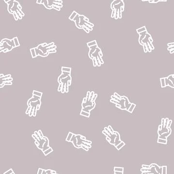 Three number hand gesture line vector seamless pattern Stock Illustration