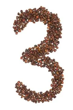 Three number made of cedar  nuts Stock Photos