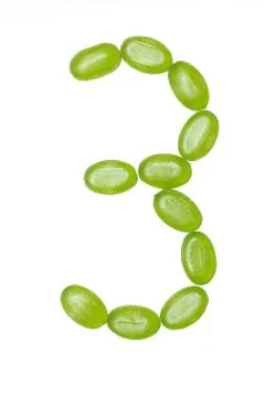 Three number made of colors candy Stock Photos