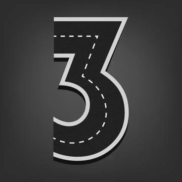 Three number. Road font Stock Illustration