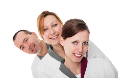 Three nurses watching the viewer Foto stock