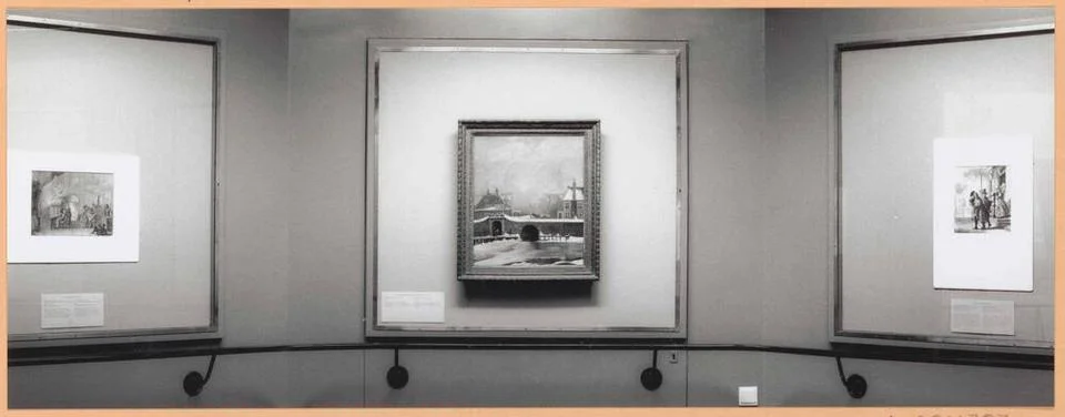 Three objects, including a painting with a cityscape; For the Netherlands ... Stock Photos