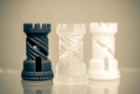 Three Objects photopolymer printed on a 3d printer. Foto stock