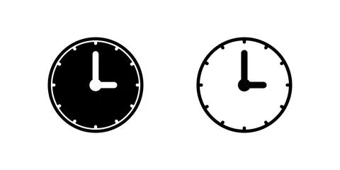 A three oclock analog clock icon, perfect for representing afternoon tea, m.. Illustrazione stock