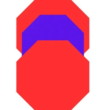 Three octagons stacked vertically with red and purple colors on white backg.. Stock Illustration