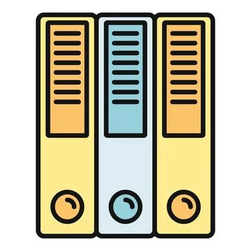 Three office binders organizing documents and archives icon Illustrazione stock