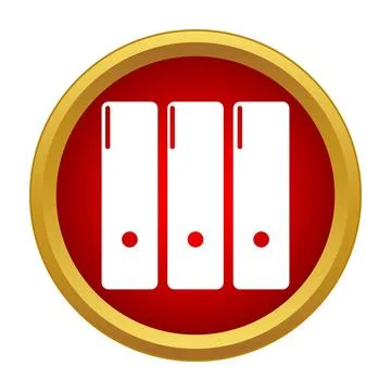Three office ring binders in a red circle icon Stock Illustration