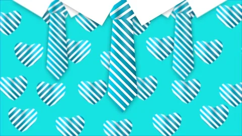 Three office tie moving animation on blur blue heart shape Video stock 232228483
