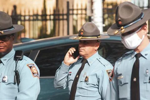 Three officers Stock Photos