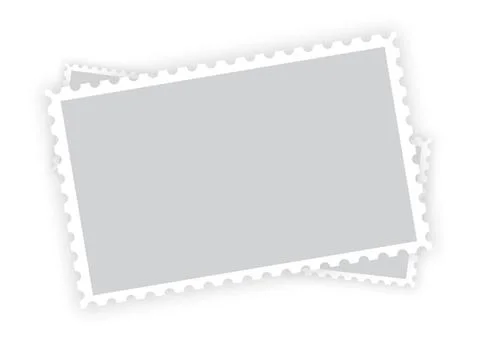 Three old blank postage paper stamp frames Three old retro style grey blan... Foto stock