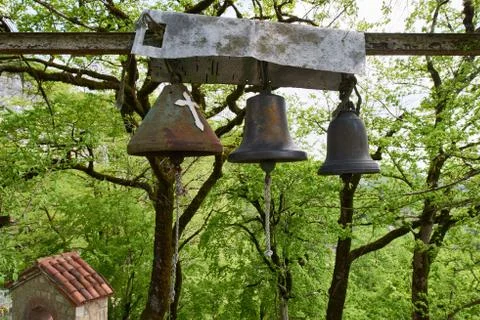 A three old bronze bells Stock Photos