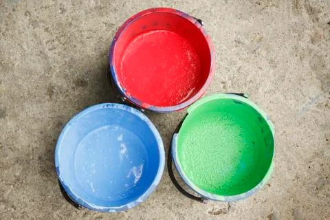 Three old containing color silkscreen. Stock Photos