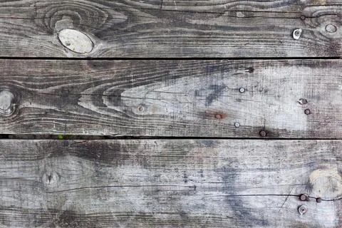 Three old gray boards. Background or texture Stock Photos