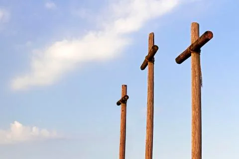 Three Old Rugged Crosses Stock Photos