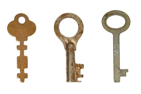 Three old rusty keys. Stock Photos