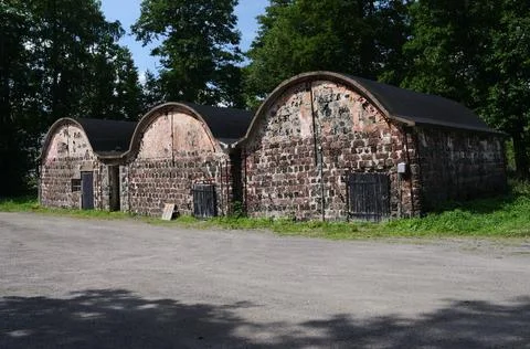 Three old stone barns Stock Photos