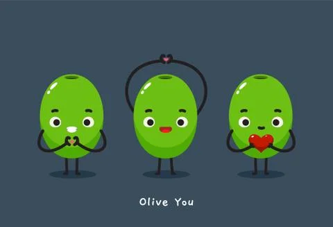 Three olive with text "Olive you" Stock Illustration