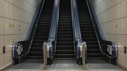 Three one meter escalators station Stock Footage 282541812