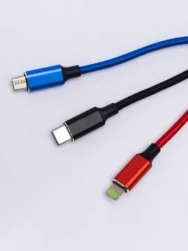 Three-in-one multi charging cable Stock Photos