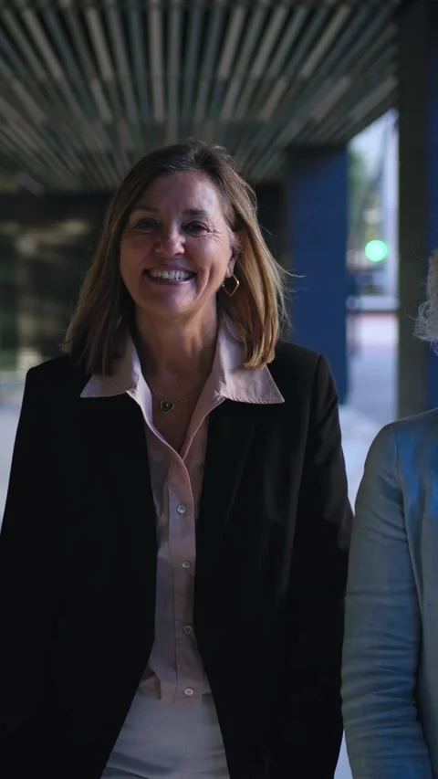 Three only business women in suits walking confident looking happy at camera Stock Footage 275621253
