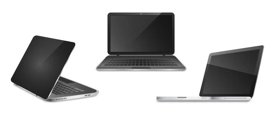 Three open notebooks in different positions isolated on a white background. B Stock Illustration